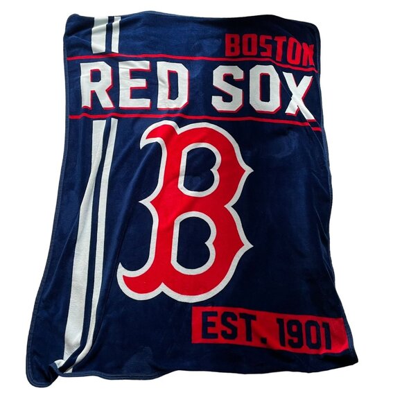 MLB Boston Red Sox Fleece Throw Blanket Red White Blue u - Picture 1 of 9